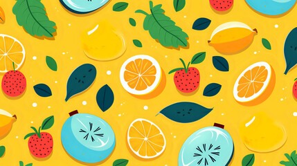 seamless background with fruits pattern. Generative AI
