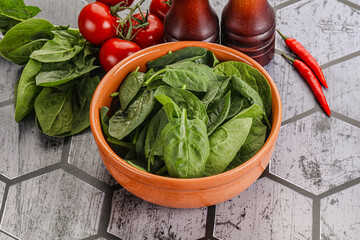 Natural organic raw green spinach