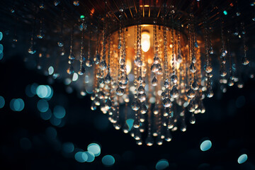 A shimmering chandelier cast a cascade of light,