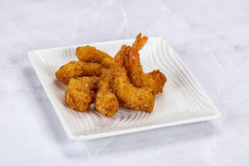 Delicous crispy shrimps appetizer snack