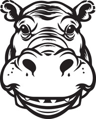 Smile Hippopotamus Face, Vector Template for Cutting and Printing