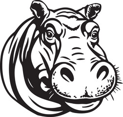 Obraz premium Smile Hippopotamus Face, Vector Template for Cutting and Printing