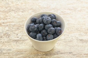 Sweet ripe blueberry heap in the bowl