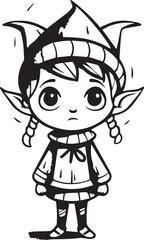 Fototapeta premium Christmas Elf Tattoo, Vector Template for Cutting and Printing