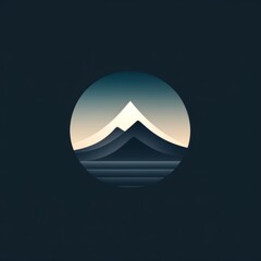 Logo abstract landscape of mountains and sea on a black background. Template.