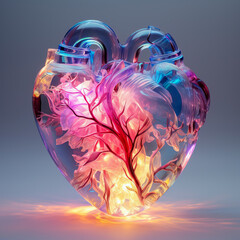 Capture the essence of love and romance with this illuminated crystal heart, sparkling under the lights created with Generative AI technology.