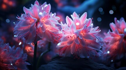 Fototapeta na wymiar A neon hyacinth cluster glowing under soft moonlight.