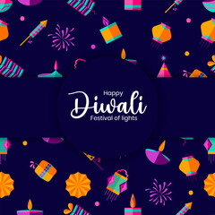Happy Diwali, Festival of Light - Modern Geometric Minimalist seamless Design.  Vector Concept Design.