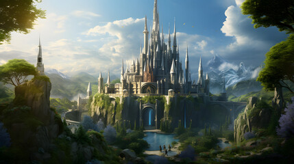 Beautiful view of a fantastic academy of magic