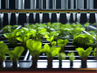 Aeroponic Agriculture in Action: Close-Up of Nutrient-Misting Nozzles. generative AI
