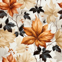 Luxury Autumn Leaves Seamless Pattern