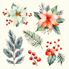  Christmas watercolor hand drawn illustration. Decoration elements for the Christmas holiday © Nikolai