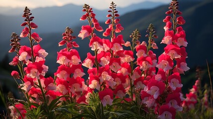 Neon snapdragons standing tall against a dark hillside. - Powered by Adobe