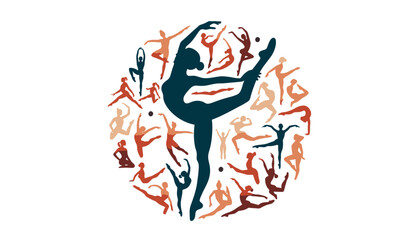 female gymnast silhouette dancer ballerina vector design illustration