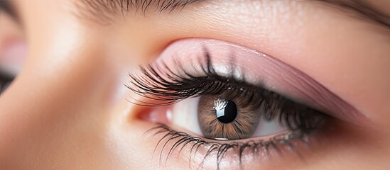 Close up of woman using eyelash growth product - obrazy, fototapety, plakaty
