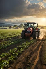 Photo sur Plexiglas Tracteur tractor in the field