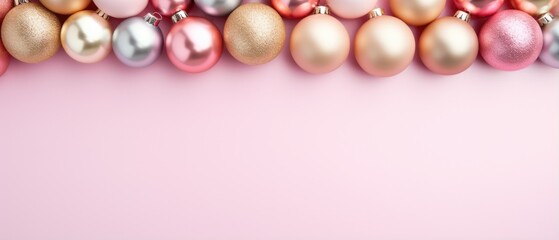 Pink background with golden balls.