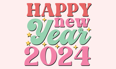 Happy new year 2024 Retro design