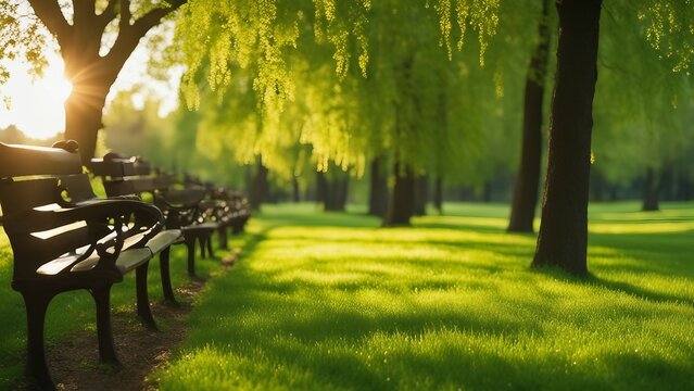 bench in the park spring nature scene beautiful landscape park green grass trees