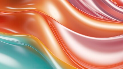 Fototapeta premium Wavy abstract background. Brightly colored polymer surface with a wavy shape. A dynamic plastic form.