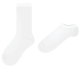 White short and long sock. vector illustration