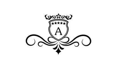 Luxury Monogram shield with crown Logo A