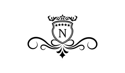 Luxury Monogram shield with crown Logo N
