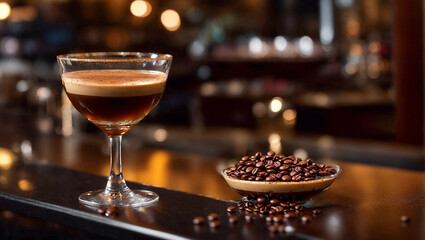 Fototapeta na wymiar Glass of espresso martini