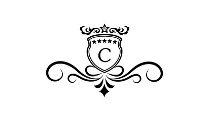 Luxury Monogram shield with crown Logo C