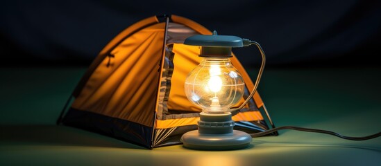 Solar powered LED lamp designed for connecting to a tent for tourists
