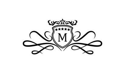 Monogram shield with crown Logo M