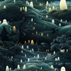 Fototapeta premium cute ghost seamless pattern 