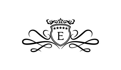 Monogram shield with crown Logo E