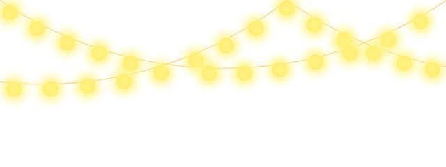 PNG christmas festive colorful holiday light string isolated on transparent white background. yellow glitter vintage lights background
