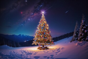 Naklejka premium christmas tree in the snow