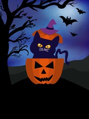 Halloween Pumpkin Cat
