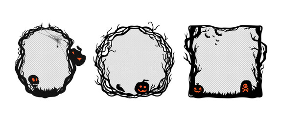 Set of Halloween creepy frame for photo. Usable for social media, card, and banner element