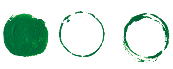 Round green paint imprint on white isolated background