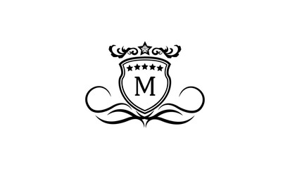 heraldic shield with crown Logo M