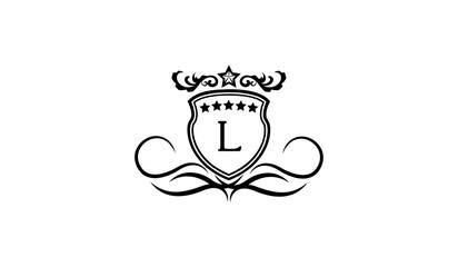 heraldic shield with crown Logo L
