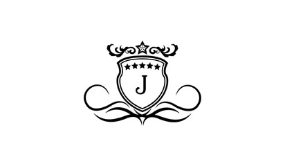 heraldic shield with crown Logo J