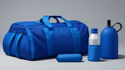  Customizable Blue Gym Bag Mockup