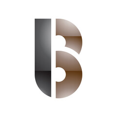 Black and Brown Round Glossy Disk Shaped Letter B Icon