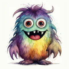 Watercolor Monster Spreading Joy with a Kind Act