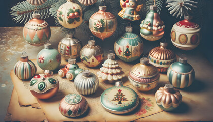 Christmas tree baubles, christmas decoration, generative ai