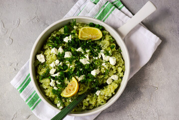 Rice and cabbage in sauce. Greek Lahanorizo.style hugge