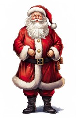 Cartoon of a kink Santa Clause standing on white background