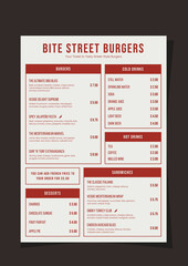 Minimalistic menu design for fast food restaurant