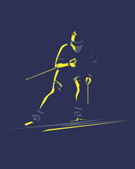 Silhouette of a skier in dark colors