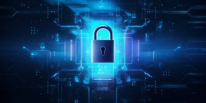 Guarding Your Digital World: The Padlock Symbol Atop a Modern Blue Background, Signifying the Importance of Security and Online Privacy in the Digital Age